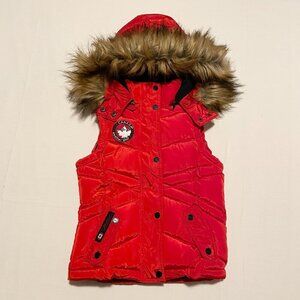 Canada Weather Gear Girls Red Puffer Vest Size 6X Faux Fur